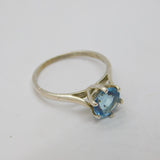 Sterling Silver Blue Topaz Solitaire Dress Ring Vintage c1990 Size R