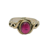 Sterling Silver Cabochon Amethyst Twist Design Dress Ring Vintage c1970 Size L