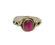 Sterling Silver Cabochon Amethyst Twist Design Dress Ring Vintage c1970 Size L
