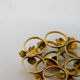 Edwardian 9ct Gold & Garnet Set Floral Lavalier Pendant Antique c1910