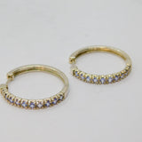 Pair of Sterling Silver Pale Lavender Hardstone Hoop Earrings Vintage c1970