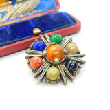 Scottish Miracle Silver Plated & Gemstone Costume Jewellery Kilt Brooch Vintage