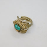 19th Century Sterling Silver Chinese Turquoise Set Ring Antique c1890 Size N