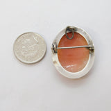 Art Deco Sterling Silver Mounted Carved Shell Cameo Brooch Antique c1920s