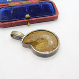 Sterling Silver Mounted Ammonite Fossil Large Pendant Vintage c1950