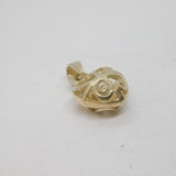 Sterling Silver Patterned Cutwork Puff Heart Charm Pendant Vintage c1970