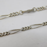 Sterling Silver Figaro Link Chain Necklace Vintage 1970s 54cm Length