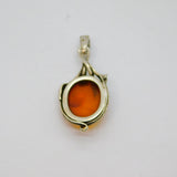Sterling Silver Baltic Amber Textured Floral Setting Charm Pendant Modern c1990s