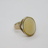 Sterling Silver Natural Shell Oval Studio Dress Ring Vintage c1970 Size O 1/2