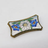 19th Century Gilt Metal & Guilloche Enamel Floral Dress Brooch Antique c1890