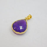 Gold On Sterling Silver Faceted Amethyst Peardrop Pendant Modern c1990s