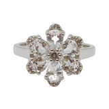 Sterling Silver Spinel Cluster Flower Dress Ring Vintage c1970 Size N 1/2