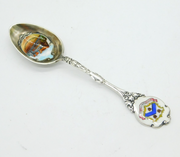 Edwardian Sterling Silver Enamel 'Shakespeare's Birthplace' Spoon Antique