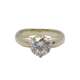 Sterling Silver CZ Solitaire Sparkling Engagement Ring Vintage c1970 Size M