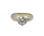 Sterling Silver CZ Solitaire Sparkling Engagement Ring Vintage c1970 Size M