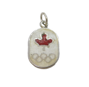 Canadian Montreal Olympics Sterling Silver Enamel Charm Pendant Vintage 1976