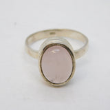Studio Sterling Silver Cabochon Rose Quartz Dress Ring Vintage c1970s