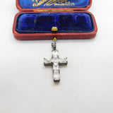 Sterling Silver Paste Set Cross Charm Pendant Vintage c1970