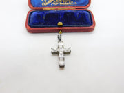 Sterling Silver Paste Set Cross Charm Pendant Vintage c1970