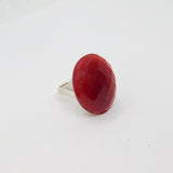 Sterling Silver Faceted Carnelian Chunky Statement Ring Modern c1990 Size P