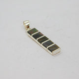 Sterling Silver Natural Shell Striped Stick Drop Pendant Contemporary c2000s
