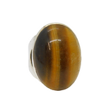 Sterling Silver Tiger's Eye Cabochon Statement Ring Vintage c1970 Size L