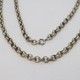 19th Century Chunky Sterling Silver Floral Chased Belcher Link Necklace Antique