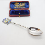 Sterling Silver & Enamel Portrush Souvenir Spoon 1932 Birmingham Antique