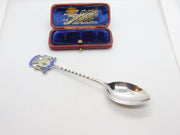 Sterling Silver & Enamel Portrush Souvenir Spoon 1932 Birmingham Antique