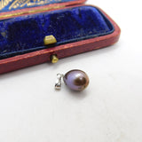 Sterling Silver and Purple Pearl Charm Pendant Vintage c1970