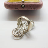 Sterling Silver & Diamond Paste Set Statement Ring Vintage c1980 Size N UK