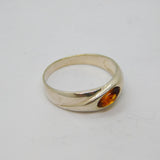 Sterling Silver Baltic Amber Patterned Band Studio Ring Modern c1990 Size R 1/2