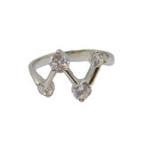Sterling Silver CZ Zigzag Modernist Dress Ring Vintage c1970 Size P 1/2