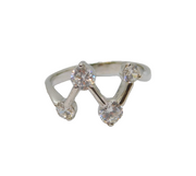 Sterling Silver CZ Zigzag Modernist Dress Ring Vintage c1970 Size P 1/2