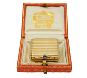 Boxed Cartier 9ct Yellow Gold Cabochon Sapphire Pill Box Antique 1942 London