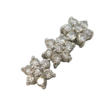 Sterling Silver Triple Flower Paste Set Drop Charm Pendant Vintage c1970s