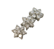Sterling Silver Triple Flower Paste Set Drop Charm Pendant Vintage c1970s