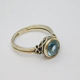 Sterling Silver Round Blue Topaz Studio Style Dress Ring Vintage c1970 Size Q