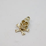 Sterling Silver Skull & Crossbones Charm Pendant Vintage c1970s