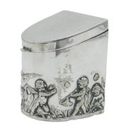 Victorian Silver Plated Putti Cherub Tea Caddy Antique c1880s
