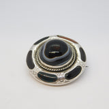 Victorian Scottish Sterling Silver Bull's Eye Agate, Bloodstone Brooch Antique