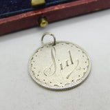 Edwardian Sterling Silver 'Sid' Christening Name Token Sixpence Coin Charm c1905