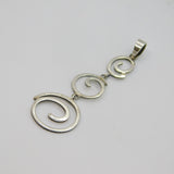 Sterling Silver Triple Linked Swirls Long Drop Studio Pendant Vintage c1970s