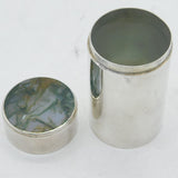Sterling Silver & Moss Agate Topped Trinket Pot Vintage 1977 Birmingham