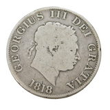 George III Silver Half Crown Coin Antique 1818 Fair Condition