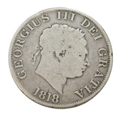 George III Silver Half Crown Coin Antique 1818 Fair Condition