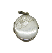 Sterling Silver Floral Pattern Double Locket Pendant Vintage c1970's