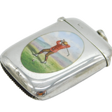 Edwardian Sterling Silver Enamel Golf Interest Vesta Case Antique 1909 Chester