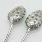 Victorian Pair of Silver Plated Berry Pattern Dessert Serving Spoons Antique