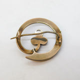 Austro-Hungarian Rolled Gold & Garnet Set Shamrock Brooch Pin Antique